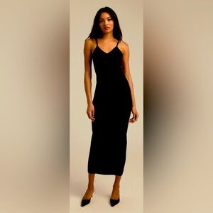 Favorite Daughter black rayon stretch midi dress size M (6/8)